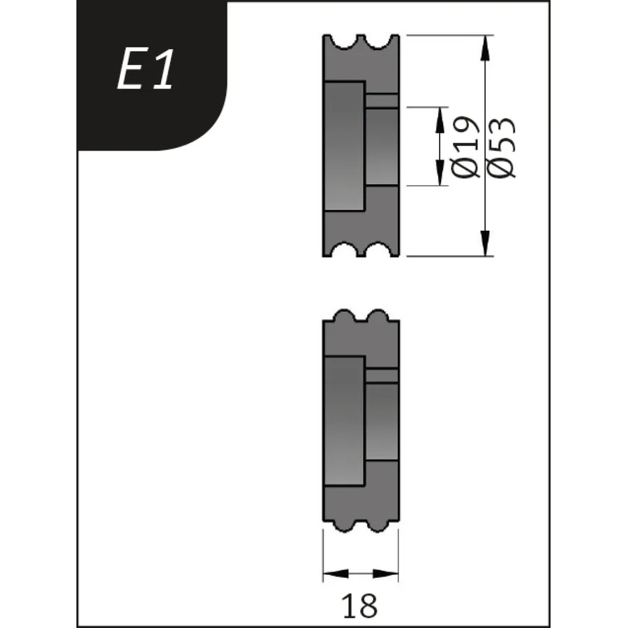 Огъващи ролки тип E1, Ø 53 x 19 x 18 мм — Metallkraft