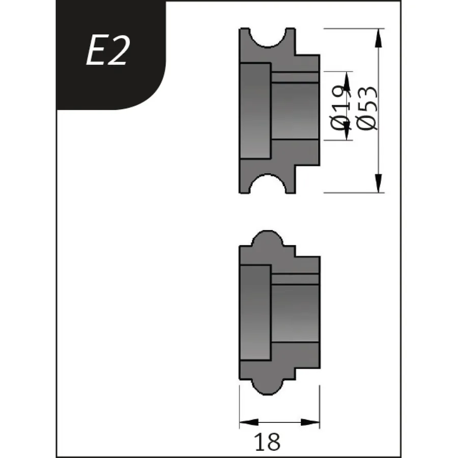 Огъващи ролки тип E2, Ø 53 x 19 x 18 мм — Metallkraft