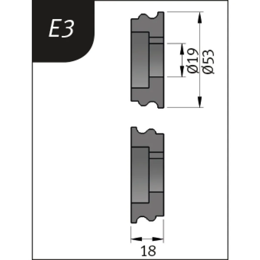 Огъващи ролки тип E3, Ø 53 x 19 x 18 мм — Metallkraft