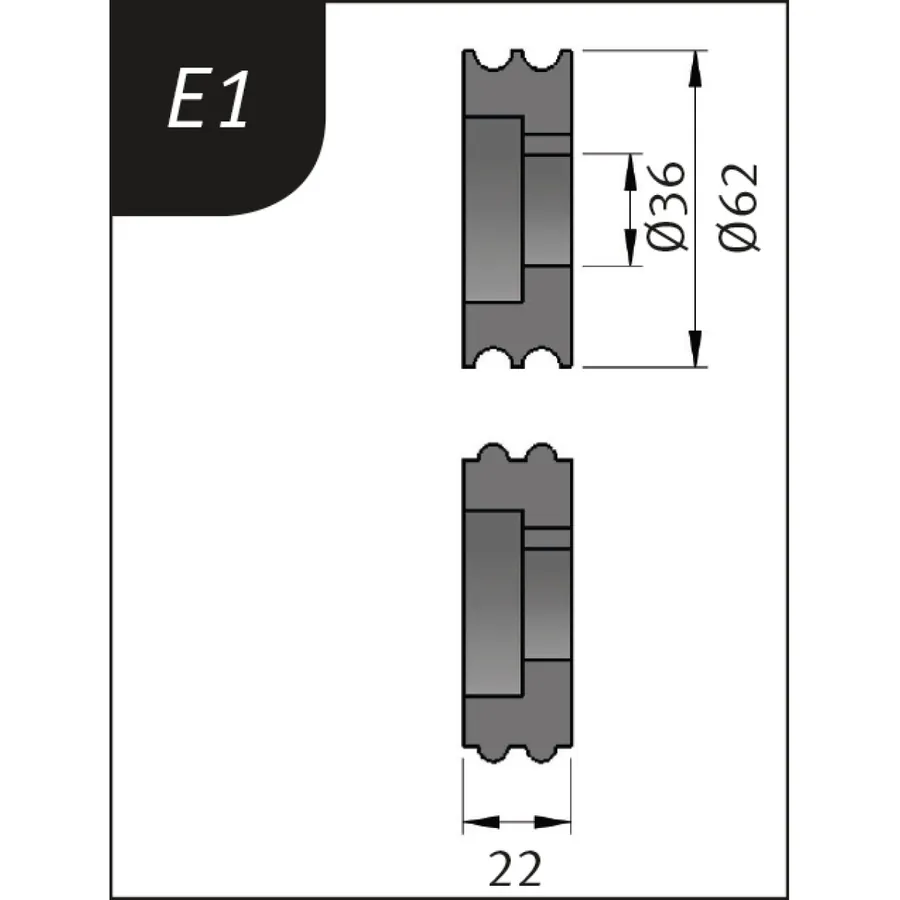 Огъващи ролки тип E1, Ø 62 x 26 x 22 мм — Metallkraft