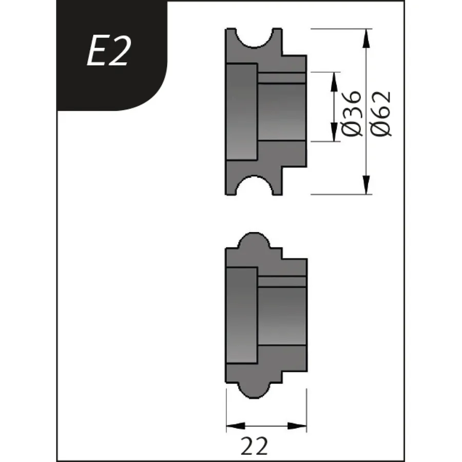 Огъващи ролки тип E2, Ø 62 x 26 x 22 мм — Metallkraft