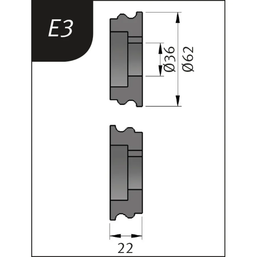 Огъващи ролки тип E3, Ø 62 x 26 x 22 мм — Metallkraft